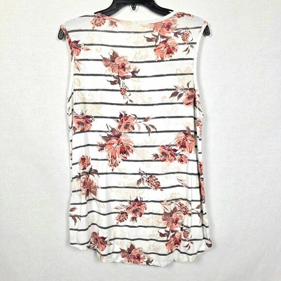 Maurices Floral Stripe Sleeveless Top Size L - Picture 4 of 7